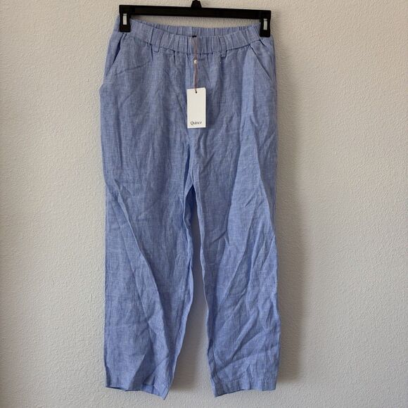NWT Quince 100% European Linen Pants French Blue Sz SM Minimalist Quiet Luxury - Picture 3 of 7